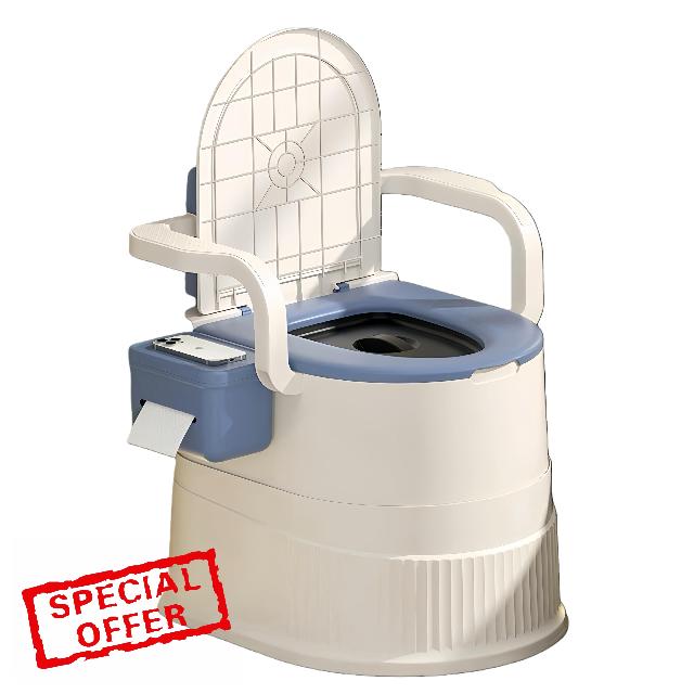 Portable Toilet Chair with Backrest and Armrests