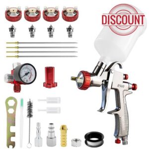 R500 LVLP Air Spray Gun with 4 Nozzles 1.3/1.5/1.7/2.0mm Nozzles