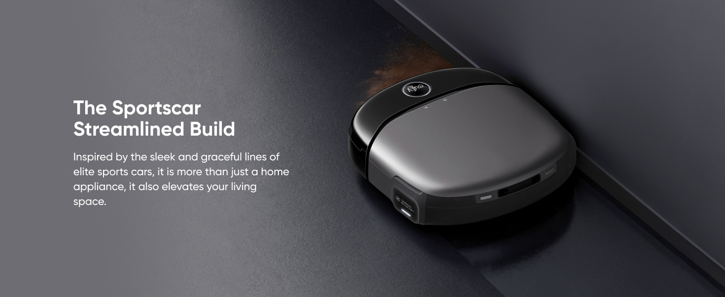 Sleek silver wireless mouse or pointer device with streamlined design shown against dark background with 'Sportscar Streamlined Build' text.