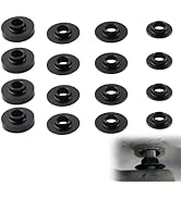 Multiple views of black circular mounting plates or adapters with grooved surfaces and mounting slots, shown from different angles.