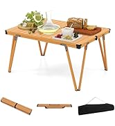 COSTWAY Outdoor Grill Dining Cart, Patio Metal Food Prep Station BBQ Table with Korean BBQ Grill,...