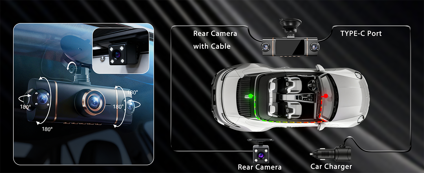 Series of interface screens from a car navigation or entertainment system, showing various menu options and controls against dark backgrounds.