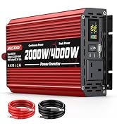 1200W Power Inverter 12V to 240V AC Car Converter with LCD Screen & 2 AC Sockets & USB for Campin...