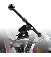 Black gear shift lever mechanism mounted on base plate, showing detailed mechanical components and linkage system for automotive use.