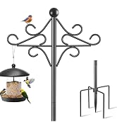 Bird Feeders Hanging Station,196cm Tall Bird Feeder Pole and Hangers,Free Standing Feeding Statio...