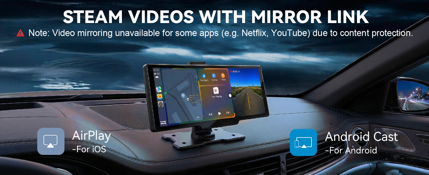 Text reads 'STEAM VIDEOS WITH MIRROR LINK'. Screenshot showing multiple gaming or streaming interface elements with dark background and blue highlights.