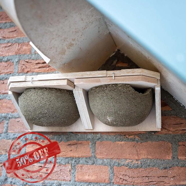 CJ Wildlife House Martin Nest Box – Bird Box for Garden – Woodstone Grey Wood and Concrete – Easy Clean Slide-Out Nests – FSC® 100% Wood
