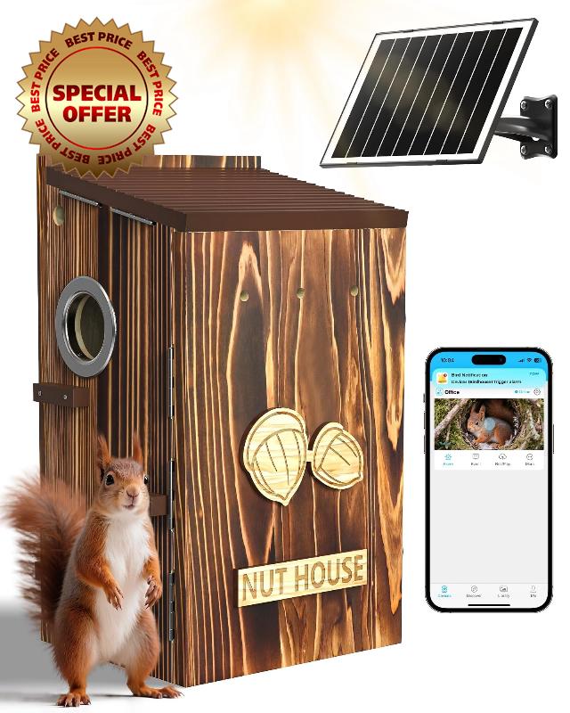 Squirrel Box with Camera Solar Powered