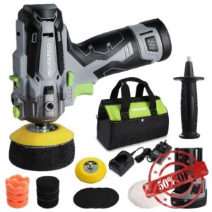 WORKPRO 12 V Cordless Mini Buffer Polisher Kit with 2 Li-ion Batteries | Variable Speed