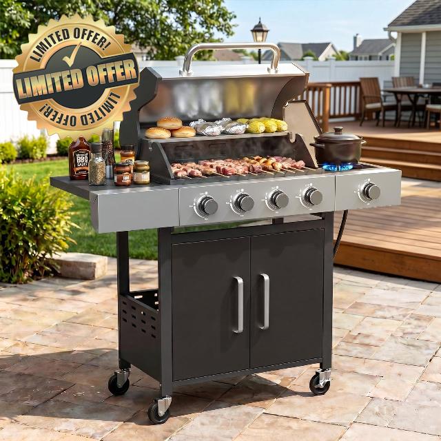Aoxun Outdoor Garden Gas Barbecue Cart