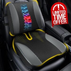Back Cushions & Seat Cushions: Memory Foam Car Seat Cushion with Lumbar Support Pillow for Long Driving