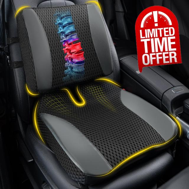 Back Cushions & Seat Cushions: Memory Foam Car Seat Cushion with Lumbar Support Pillow for Long Driving