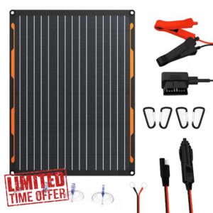 FlexSolar 12V 20W Solar Car Battery Charger IP67 Waterproof Trickle Charger with Built-in Charge Controller