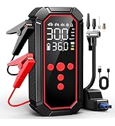 Fshyos Tyre Inflator Air Compressor 150PSI Portable Car Cordless Rechargeable Tyre Pump with Pres...