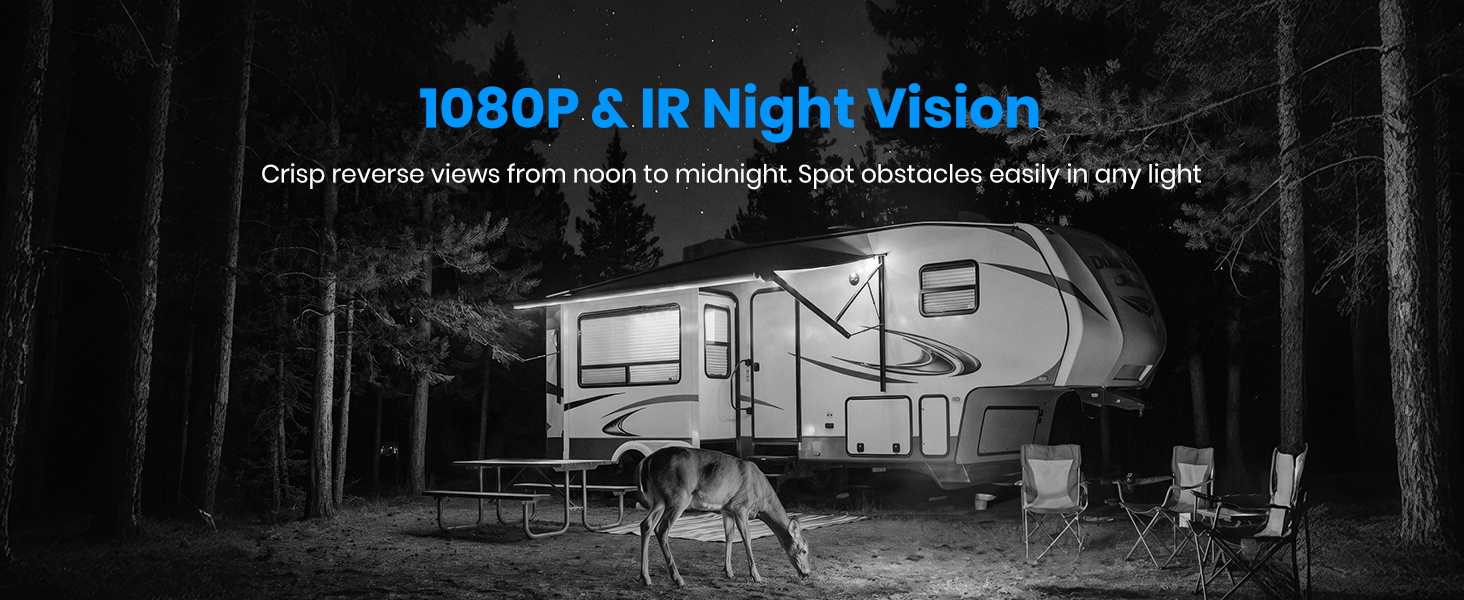 Text reads '1080P 6-IR Night Vision'. Black and white night vision surveillance footage showing interior industrial or warehouse space with infrared illumination capability indicator.