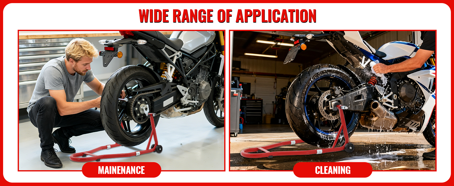 Text reads 'WIDE RANGE OF APPLICATION'. Composite image showing various professional and recreational scenarios demonstrating product versatility.