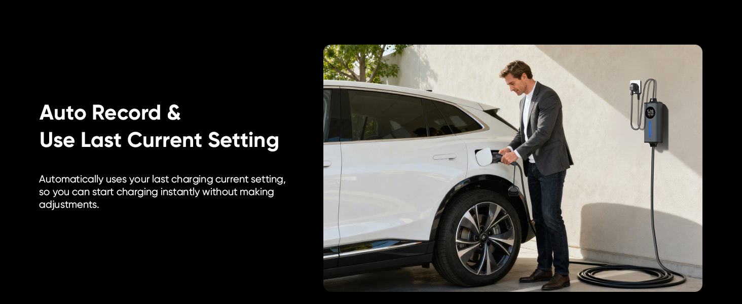 Text reads 'Auto Record & Use Last Current Setting'. Multiple panels showing automotive device installation or setup process with interface displays.