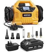AstroAI Corded/Cordless Car Tyre Inflator Air Compressor Fully Upgraded, 12V&Battery Power, Prese...