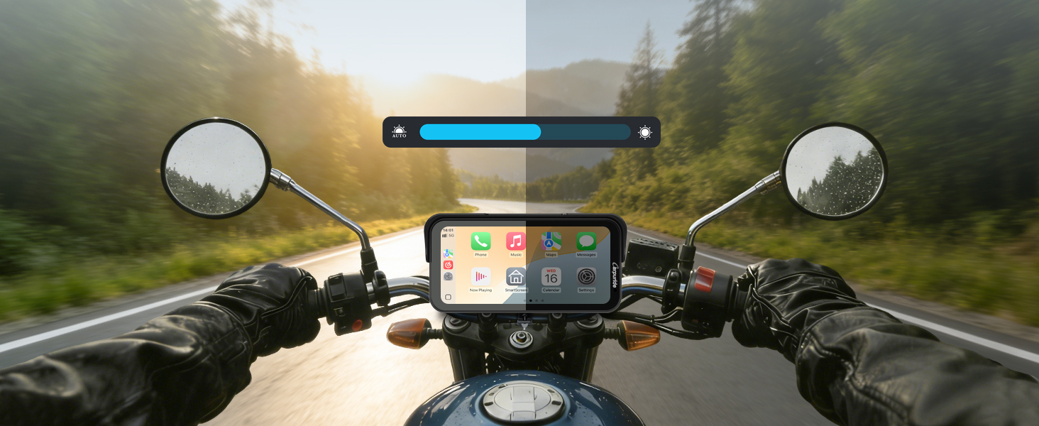 Series of travel-related images showing motorcycle navigation, scenic mountain views, and dashboard displays during a journey through mountainous terrain.