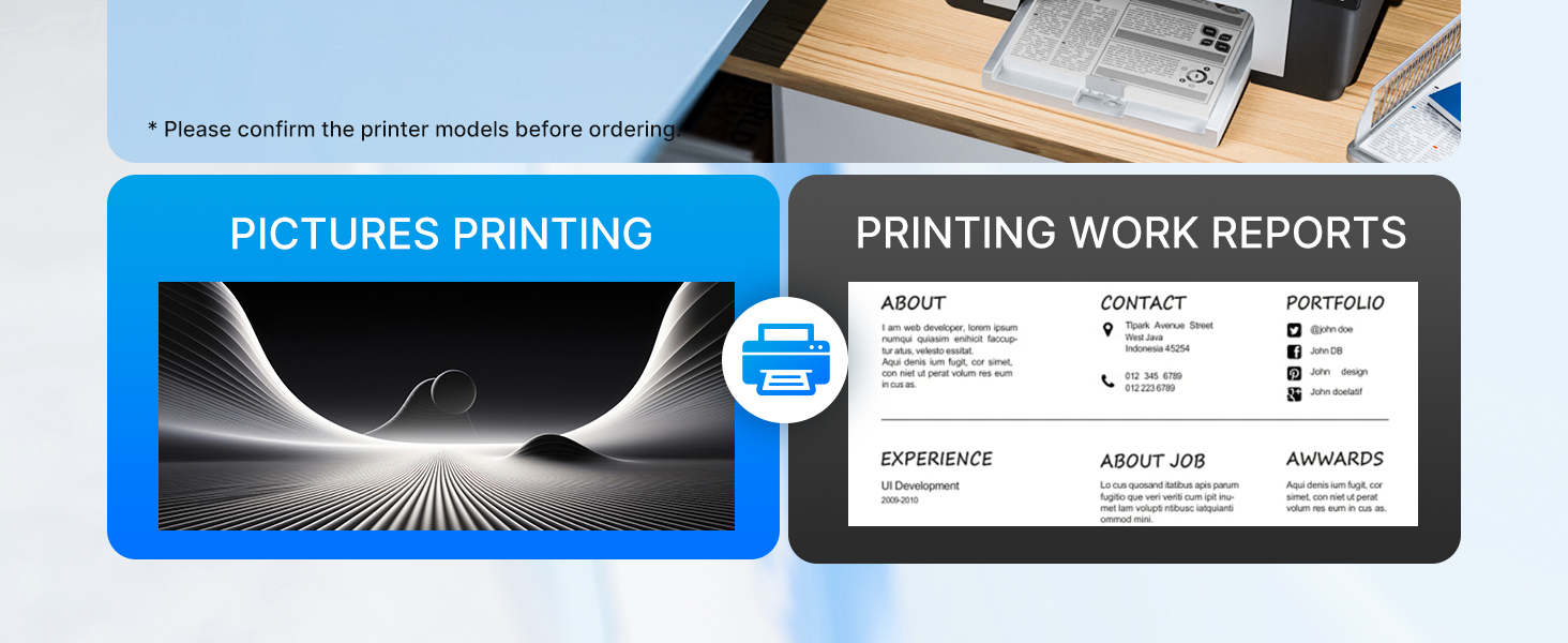 Text reads: 'COMPATIBLE PRINTER MODELS Compatible for LaserJet Pro Series: M203dw Compatible for LaserJet Pro MFP Series: M227fdn / M227sdn / M227fdw'. Shows printer toner cartridge and printer.