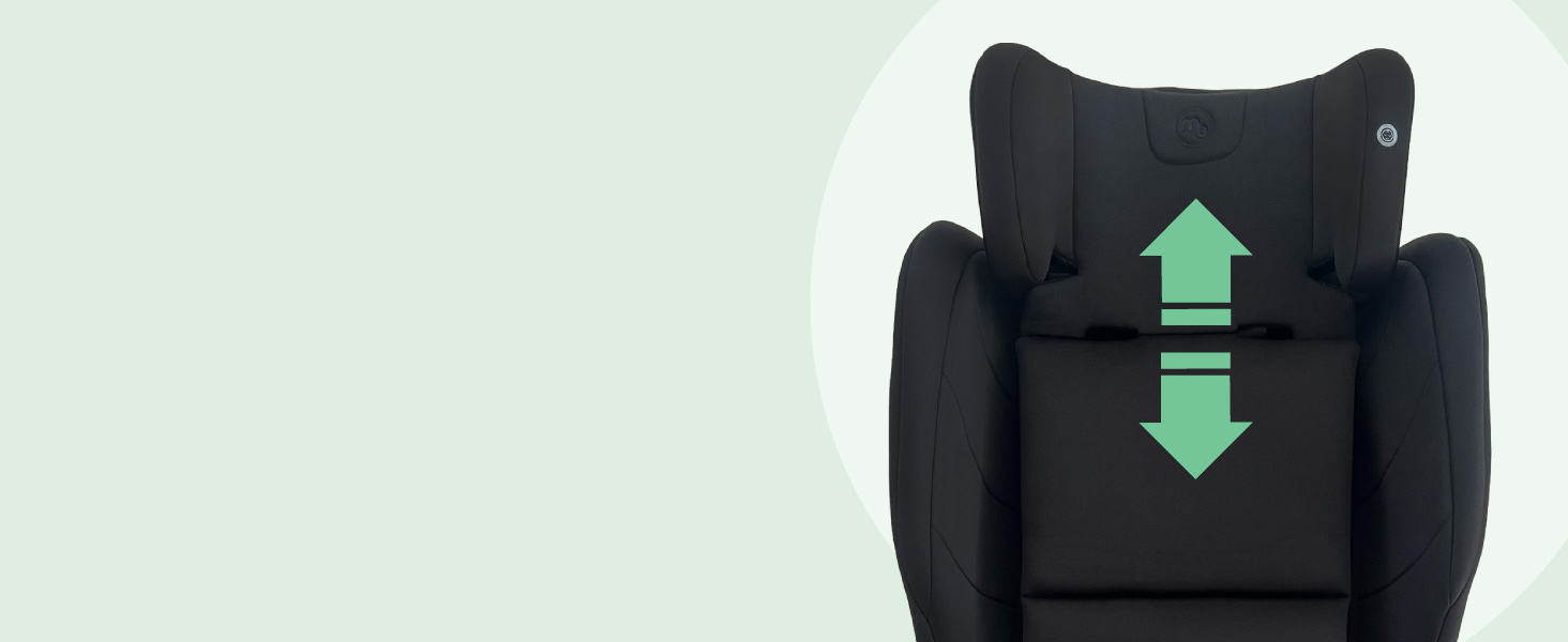 Sequence showing black office chair with arrows indicating adjustable height mechanism and ergonomic features.