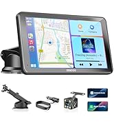 Text reads '4K Dash Camera and 1080P Backup Camera', '4K Driving Recorder', '1080P Rear Camera'. Split-screen display showing front and rear camera views with navigation interface.