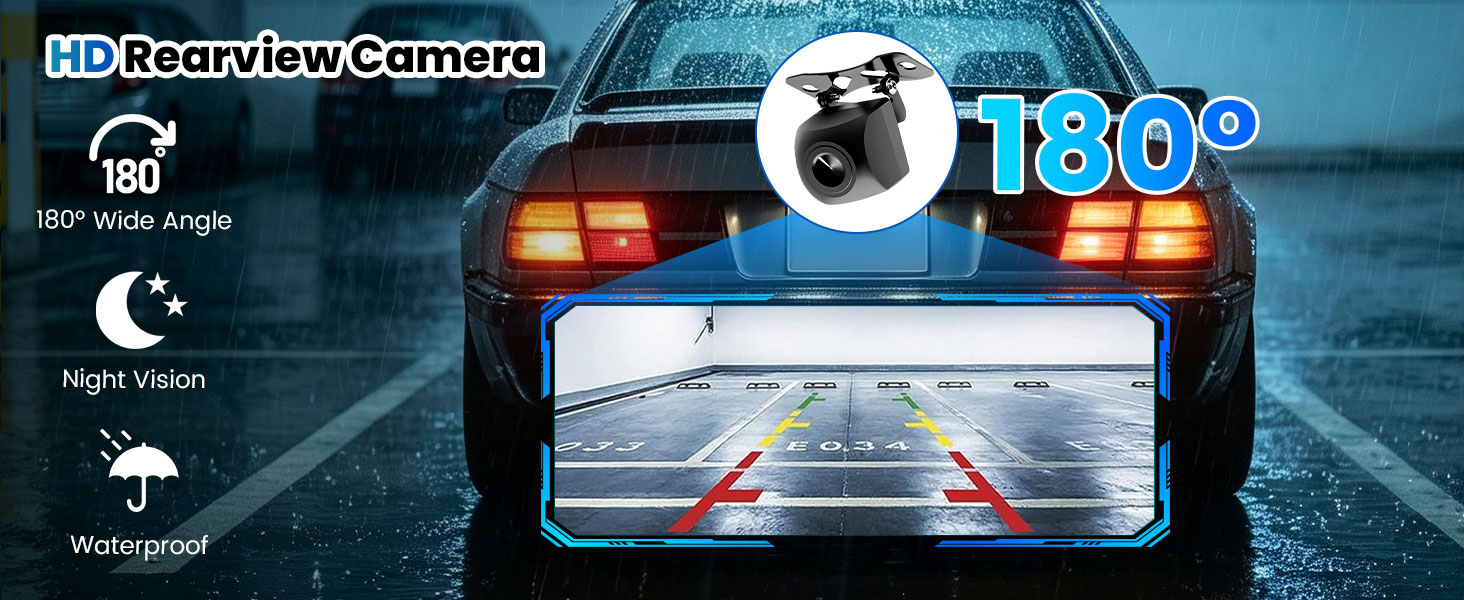 Text reads 'Screen Mirroring Supported on iOS and Android' and 'Enjoy high-definition visuals on 4.7 inch screen'. Shows dashboard device displaying Carnival Row content with phone screen mirroring capability demonstrated.