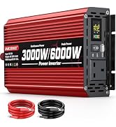 3000W Power Inverter 12V to 240V AC Car Converter with LCD Screen & 2 AC Sockets & USB for Campin...