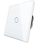 Series of smartphone interface screenshots showing a smart device control app with minimalist blue and white design, featuring dimmer controls and power buttons.