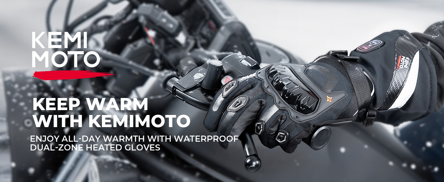 Text reads 'KEMIMOTO' and 'GET STARTED WITH KEMIMOTO'. Close-up image of motorcycle parts or accessories in black.