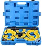 Professional automotive tool set in red plastic carrying case showing multiple socket attachments and repair implements arranged in molded compartments.