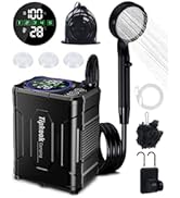 Tipkook Upgraded 2 in1 Portable Shower with 20L Collapsible Bucket, Ipx8, LED Display, Rechargeab...