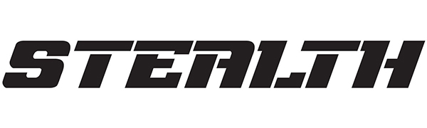 The word 'STEALTH' in large, bold, angular black text. The font style suggests speed or motion.