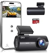 GKU 4K Dash Cam Front and Rear, 5GHz WiFi GPS, Dual Car Camera, 1.5” IPS Mini Dashcam for Cars wi...
