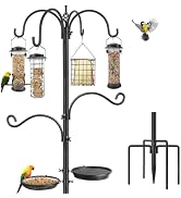 Bird Feeders Hanging Station, 223cm Feeding Stations Heavy Duty Bird Feeder Pole Stand with Water...