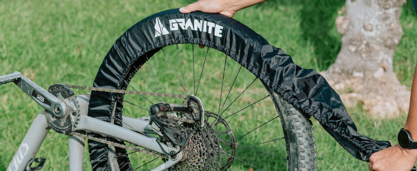 Text reads 'A GRANITE GRIP'. Close-up product photos showing textured surfaces and material details against natural outdoor backgrounds.
