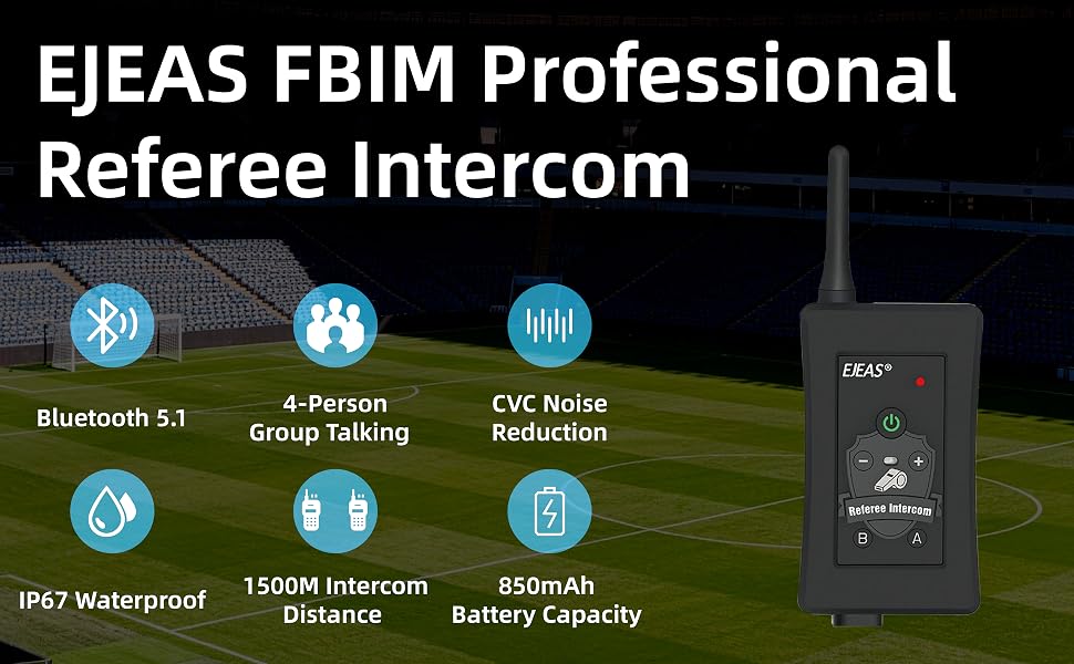 Text reads 'FIFAS FBIM Professional'. Sports field or stadium background with interface icons showing communication features and group functionality.