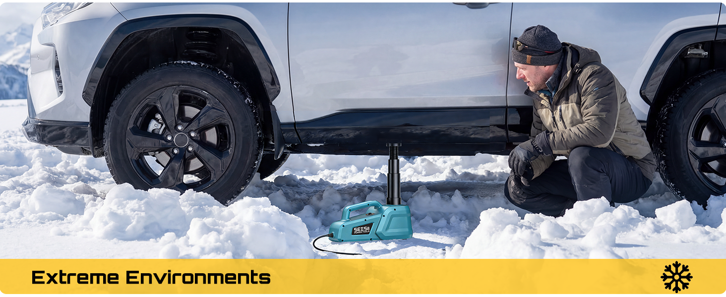 Text reads 'Extreme Environments'. Shows vehicle driving through snowy conditions with winter weather visible in background.
