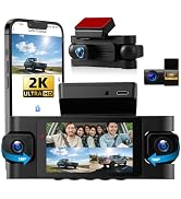 Composite showing smartphone displaying road/dashcam footage, compact 4K video camera devices, and tablet showing similar driving scene - dashboard recording equipment collection.