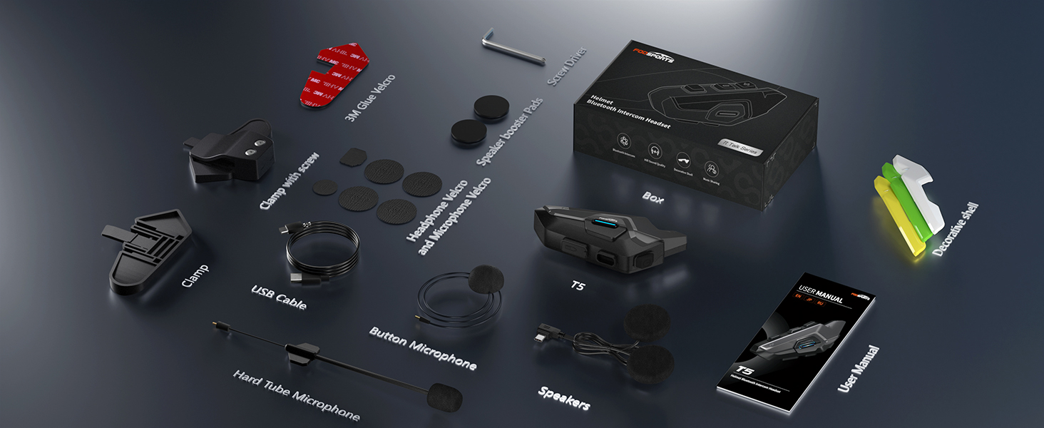 Exploded view diagram showing multiple components of an electronic device in dark gray and black, with scattered parts arranged systematically.