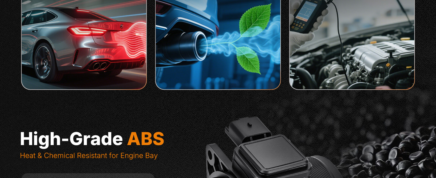 Text reads '3 Key Benefits for Your Engine Performance' with technical data charts and graphs showing engine performance metrics.