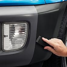 Sequential images showing hands using a clay bar product on a car's exterior surface, demonstrating automotive detailing process.