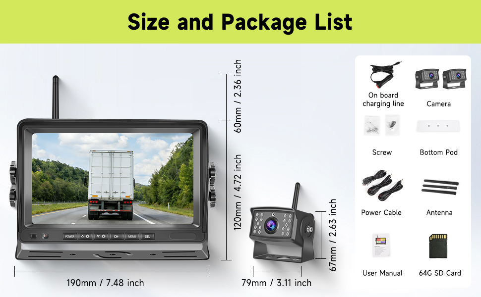 Text includes 'TF Card', 'Sunshade Design', '360° Angles', 'Recording Video'. Product display showing features of what appears to be a vehicle camera system with various viewing angles and capabilities.
