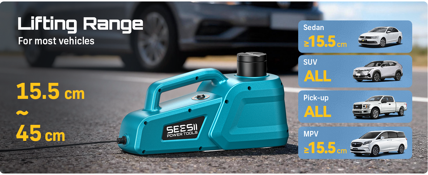 Text shows '13.5 cm' and '45 cm' as lifting range indicators. Product appears to be a car jack or lifting device shown with vehicle silhouettes and measurement specifications.