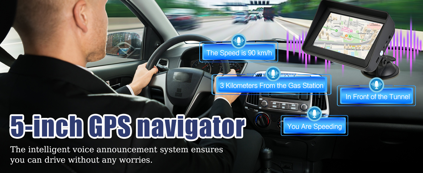 Split image showing truck cab interior, dashboard with GPS device, and driver's hand on steering wheel, demonstrating vehicle navigation or tracking system installation and use.