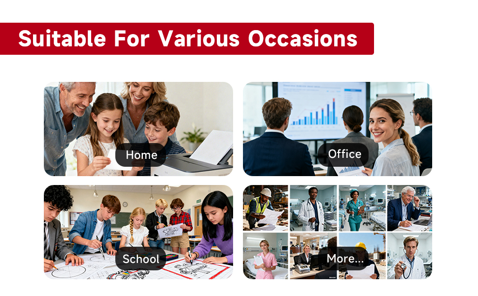 Text reads 'Excellent Printout Presentation' and 'Give you high quality print'. Close-up photos under magnifying glass showing vibrant color detail and animal portrait clarity demonstration.