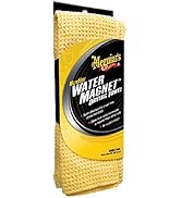 Text reads 'Meguiar's Ultimate Car Care Hand Pail'. Large yellow plastic bucket with black brand logo and text.