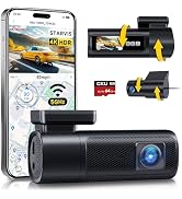 GKU 4K Dash Cam Front and Rear, 5G Wi-Fi Dashcam with 3.18'' Touchscreen, GPS, Dual Car Camera Da...
