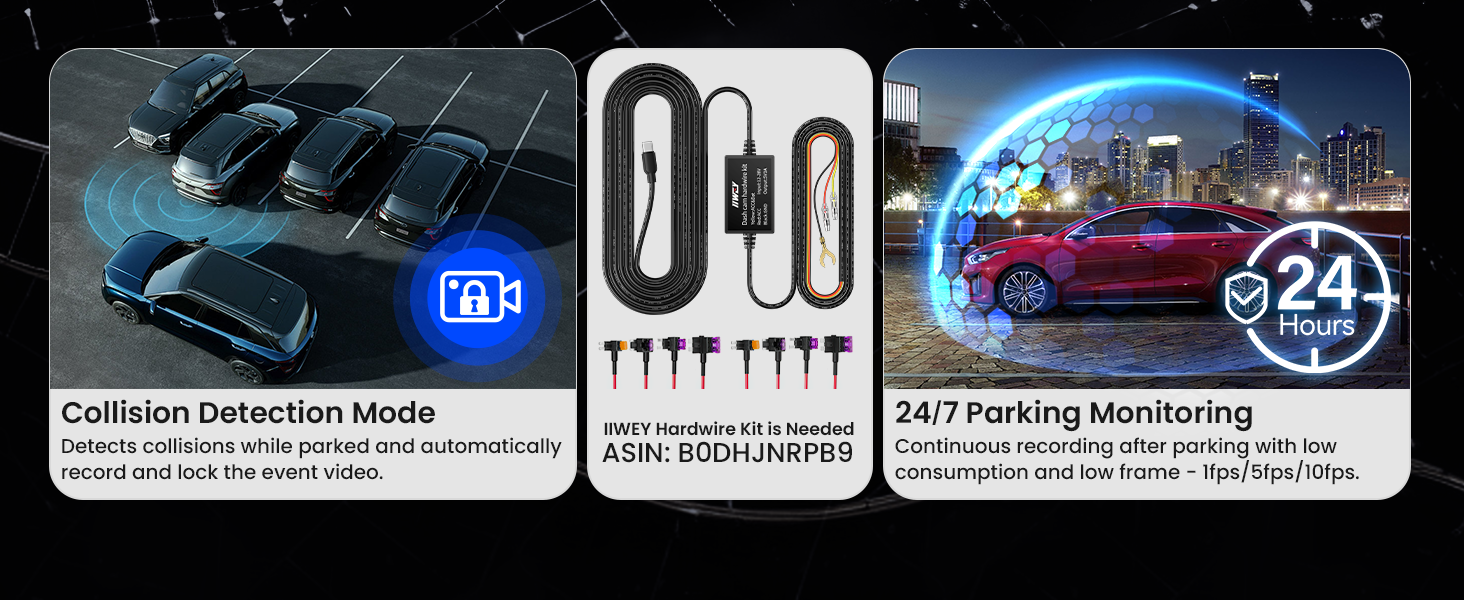 Series of interface screens showing car-related icons and displays, including parking assistance and vehicle control system information.