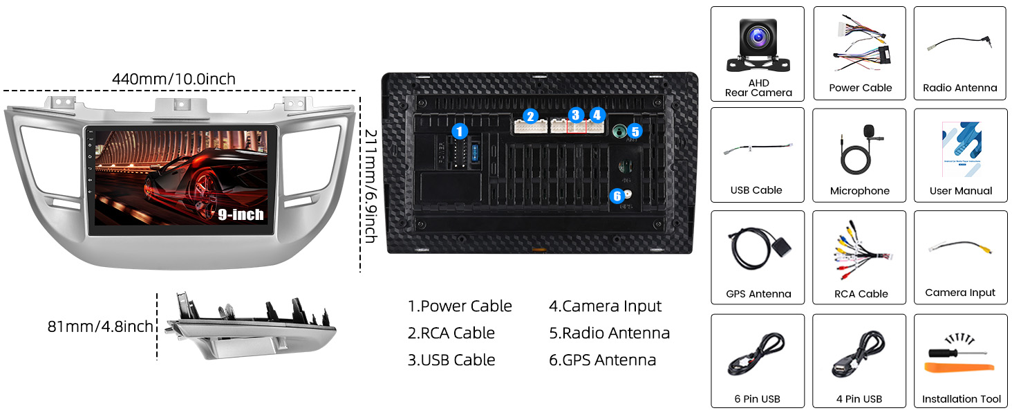 Technical diagram showing installation and setup instructions for an automotive system, with multiple connection points and step-by-step guide icons.